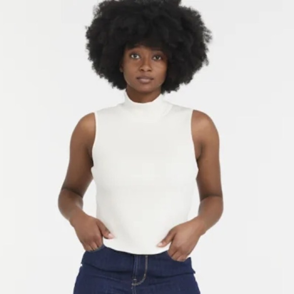 NWT Madewell The Signature Knit Mockneck Sweater Tank antique cream Size XXS